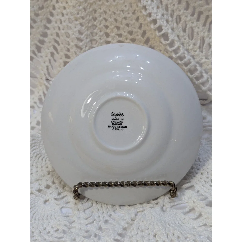 Spode Blue Italian Tea Cup and Saucer Made in England Blue White Transferware